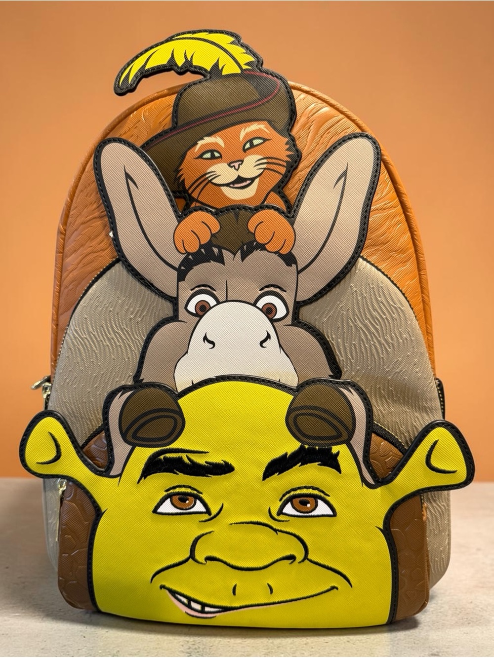 NWT LOUNGEFLY EXCLUSIVE SHREK DONKEY PUSS IN BOOTS TRIO TRIPLE MINI BACKPACK